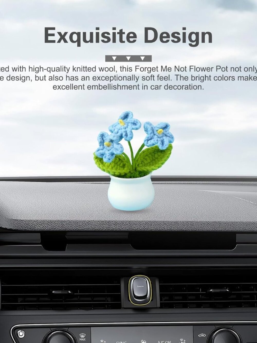 Crochet Flowers, Cute Artifical Flower for Car Dashboard Decor, Mini Handmade Cr - Picture 7 of 7